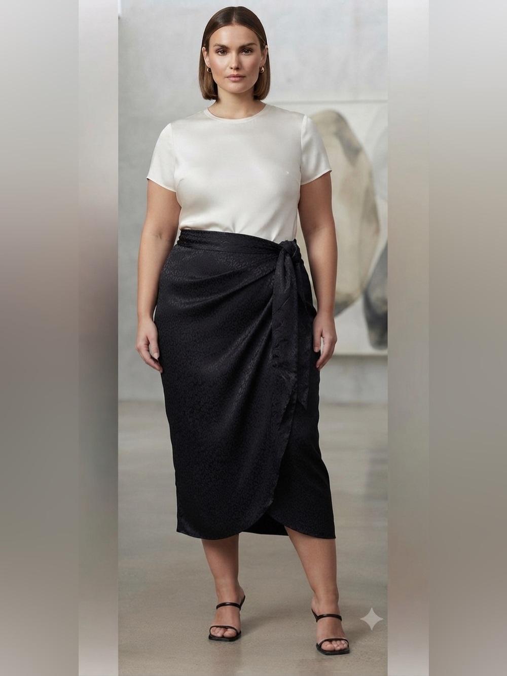 Venus Black Animal Jacquard Wrap Skirt